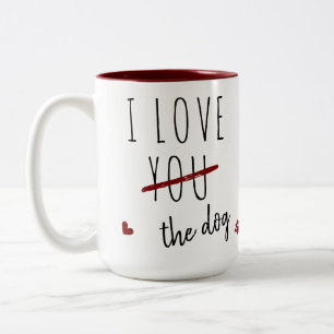 Grappig Ik hou van je hond Custom Photo Valentijns Tweekleurige Koffiemok