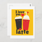 Grappig Ik Hou Van Jou LATTE Koffie Valentijn Grap Briefkaart (Voorkant / Achterkant)