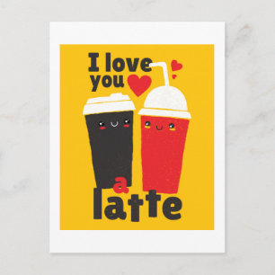 Grappig Ik Hou Van Jou LATTE Koffie Valentijn Grap Briefkaart