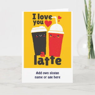 Grappig Ik Hou Van Jou LATTE Koffie Valentijn Grap Kaart