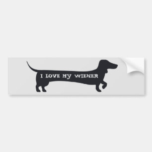Grappig IK HOU VAN MIJN WIENER dachshund bumpersti Bumpersticker