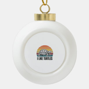 Grappig Ik Hou Van Schildpadden Vintage Gravure T- Keramische Bal Ornament