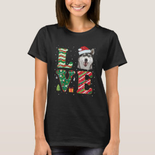 Grappig Ik hou van Siberische Husky Christmas Sant T-shirt
