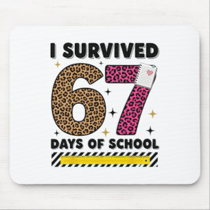 Grappig ik overleefde 67 dagen school luipaard ler muismat