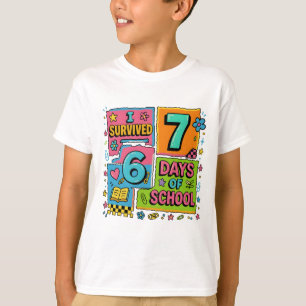 Grappig ik overleefde 76 dagen school kleurrijke l t-shirt