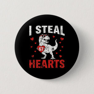 Grappig ik steel harten 67 Valentijn dinosaurus me Ronde Button 5,7 Cm