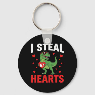 Grappig ik steel harten 67 Valentijnsdag dinosauru Sleutelhanger
