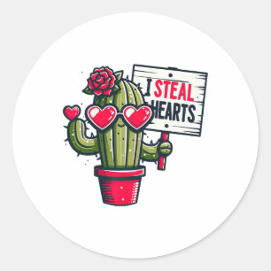 Grappig ik steel harten Tuinieren Heren Dames Cact Ronde Sticker