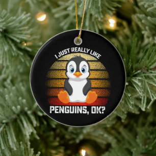 Grappig, ik vind pinguïns echt leuk OK Keramisch Ornament