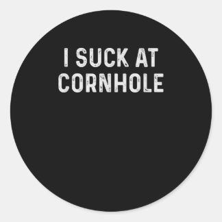 Grappig Ik zuig bij Cornhole Bean Bag Toss Game Gi Ronde Sticker