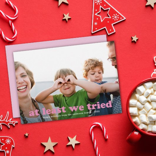 Grappig in ieder geval hebben we kerst foto roze g feestdagenkaart