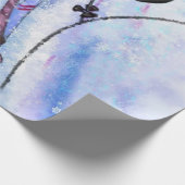 Grappig inpakpapier met roze flamingo skiër (Hoek)