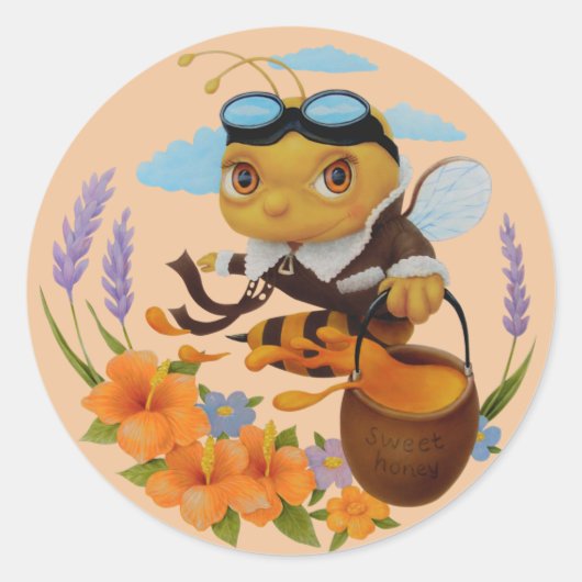 Grappig Insect- schattig en heerlijk Honey Bee Ronde Sticker (Voorkant)