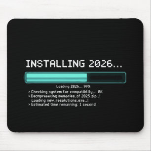 Grappig Installeren 2026 Nieuw Jaar Geek Retro Lad Muismat