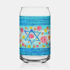 Grappig Israëlisch vlagglas met bloemen en harten Blikvorm Glas