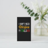 Grappig Italiaans Cook Gift Culinary Kitchen Humor Visitekaartje (Staand voorkant)