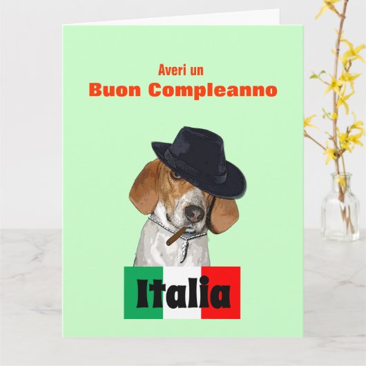 Grappig Italiaans Verjaardag Mobster Charley Dog K Kaart (Gele Bloem)