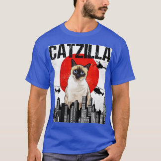 Grappig Japans Catzilla Siamese kat T-shirt