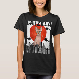 Grappig Japans Catzilla Sphynx Cat T-shirt