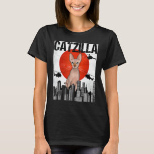 Grappig Japans Catzilla Sphynx Cat T-shirt