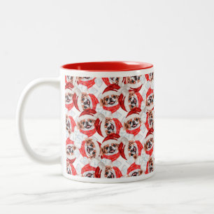 Grappig Japans Chinees Kerstpatroon Tweekleurige Koffiemok