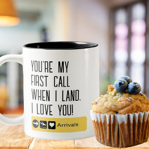 Grappig Je bent mijn eerste oproep als ik land Rei Tweekleurige Koffiemok