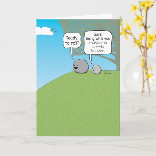 Grappig je Rock Little Boulder Kaart (Gele Bloem)