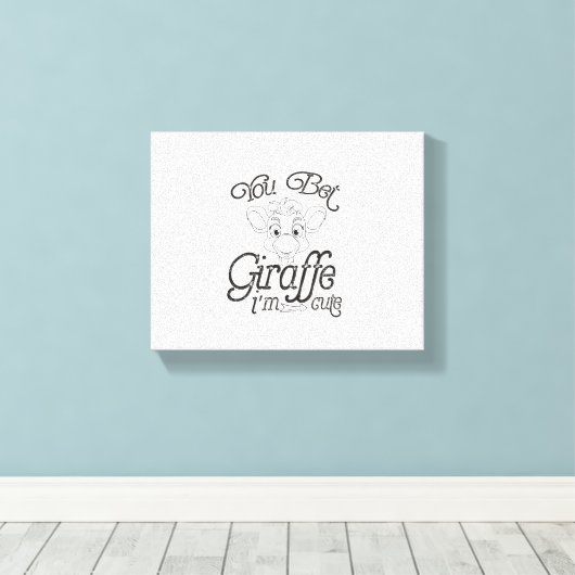 Grappig, je wedt dat Giraffe schattig is - Giraffe Canvas Afdruk (Insitu (Houten vloer))