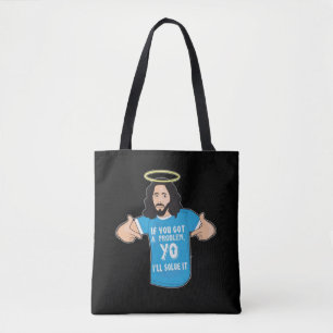Grappig Jesus Shirt Christelijk Meme Yo Ik los het Draagtas