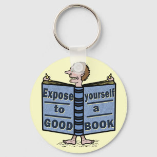 Grappig jezelf blootstellen aan een goed boek sleutelhanger
