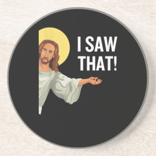 Grappig Jezus Meme dat ik zag dat het Christelijke Zandsteen Onderzetter