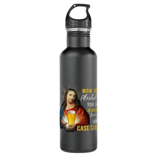 Grappig Jezus Oplossen van het probleem van Alcoho Waterfles (Voorkant)