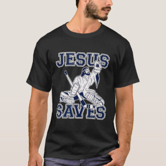 Grappig Jezus redt ijshockey speler sport spel Go T-shirt