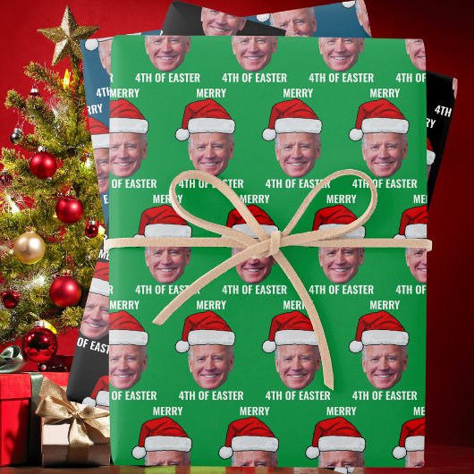 Grappig Joe Biden Happy 4th van Pasen Kerstmis Inpakpapier Vel