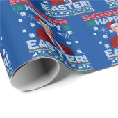 Grappig Joe Biden Happy Easter Christmas Blue Cadeaupapier (Rol Hoek)