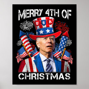 Grappig Joe Biden Vrolijk 4e van Kerstmis 4e van j Poster