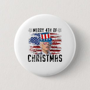 Grappig Joe Biden Vrolijk 4e van Kerstmis 4e van j Ronde Button 5,7 Cm