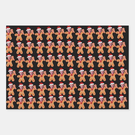 Grappig Joe Biden Xmas Custom Gezicht Foto Gingerb Inpakpapier Vel (Voorkant)