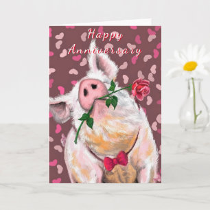 Grappig Jubileum Kaart Romantisch Gentleman Pig