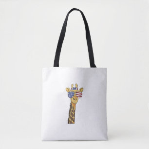 Grappig Juli 4th US Flag Patriottische Giraffe Draagtas