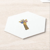 Grappig Juli 4th US Flag Patriottische Giraffe Kartonnen Onderzetters (Schuin)