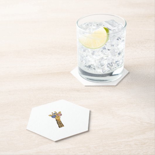 Grappig Juli 4th US Flag Patriottische Giraffe Kartonnen Onderzetters (Insitu)