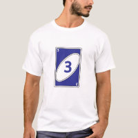 Grappig kaartspel T-shirt | Blauw nummer 3 Kaart
