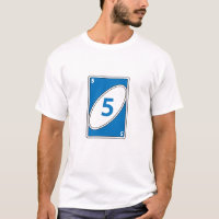 Grappig kaartspel T-shirt | Blauw nummer 5 Kaart