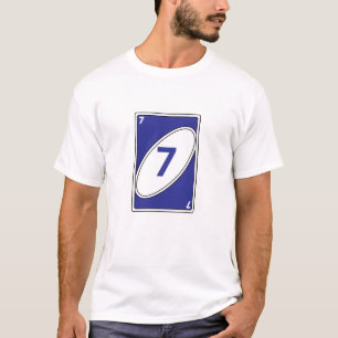 Grappig kaartspel T-shirt Blauw nummer 7 Kaart