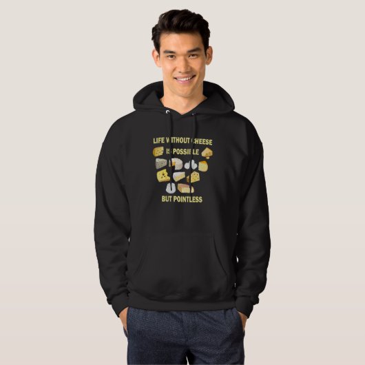 Grappig kaasontwerp met veel verschillende kazen v hoodie (Voorkant volledig)