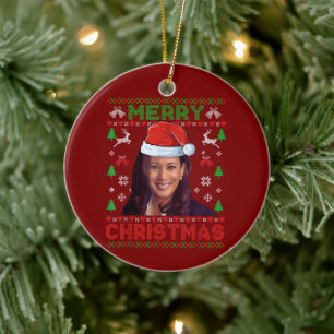 Grappig Kamala Harris 2024 Vrolijk Kerstcadeau Keramisch Ornament