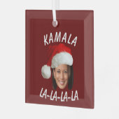 Grappig Kamala Harris Face Santa Hat Kerstmis Glas Ornament (Voorkant links)