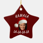 Grappig Kamala Harris Face Santa Hat Kerstmis Keramisch Ornament (Voorkant)
