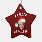 Grappig Kamala Harris Face Santa Hat Kerstmis Keramisch Ornament (Links)